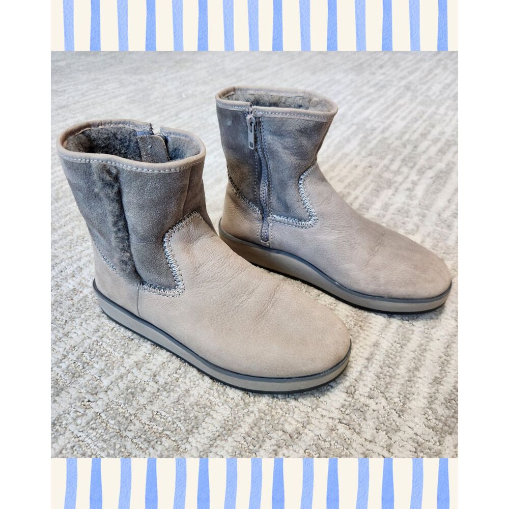 OluKai womens Pa'ina Hulu Fog Gray shearling boots size 7